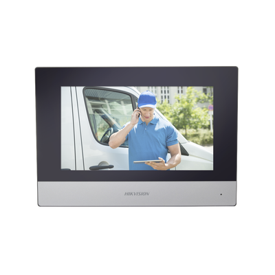 Monitor Hibrido IP WiFi Touch Screen 7 para DS-KIS303P / Vídeo en Vivo / PoE Estándar / Apertura Remota / Llamada Entre Monitores / Audio de dos vías / Policarbonato