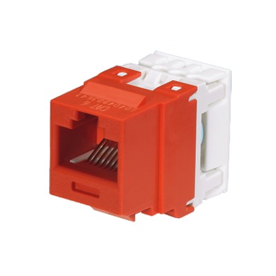 [NK688MRD] Conector Jack Estilo 110 (de Impacto), Tipo Keystone, Categoría 6, de 8 Posiciones y 8 Cables, Color Rojo