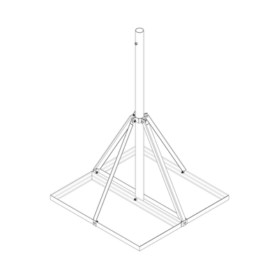 [S-BNP-901] Base No Penetrante Base de 0.9 x 0.9 m con Mástil de 1.5 m x 2 diam. Ced.30 para Instalación de Antenas (HOT-DIP).