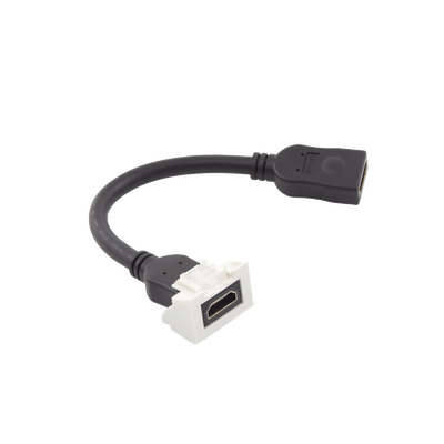 [MX-HD2.0-02] Adaptador HDMI con Pigtail Hembra-Hembra, Para Vídeo 720, 1080p, 4K UHD Compatible con Faceplates MAX Siemon de 2 Salidas, Color Blanco
