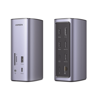 [90325] HUB USB-C (Docking Revodok Pro) 12 en 1 | 2 USB-A 3.0 | 1 USB-C PD Carga 100W | 1 USB-A 3.1 | 1 USB-C 3.1 | HDMI 4K | HDMI 8K Ultra HD | Display Port 4K | RJ45 (Gigabit) | Lector Tarjeta SD + Micro SD (TF) | Jack Audio 3.5mm.