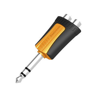[MP3-2RF] Conector Estéreo | 1/4in - 2 x RCA hembra | Adaptador de Carcasa de Plastico |