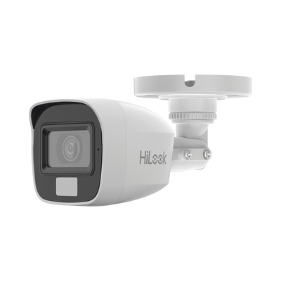 [Dual Light + ColorVu] Bala TURBOHD 3K megapixel / 20 mts IR + 20 mts luz blanca / Lente 2.8 (105° de Visión) / Exterior IP66 / Audio por Coaxitron / TVI-AHD-CVI-CVBS / Metal / Smart-Hybrid light