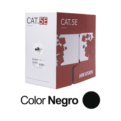 [DS-1LN5EO-UU/E] Bobina de Cable UTP 305 Metros (1000 Pies) / Cat 5E (24 AWG) / Color Negro / PE / Uso en Exterior / 100% Cobre / Aplicaciones de CCTV, Redes de Datos y Enlaces Inalámbricos