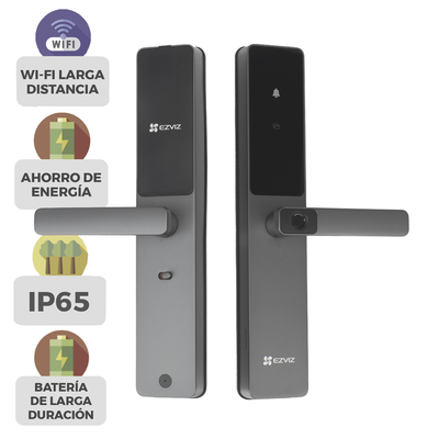 Cerradura Inteligente / Cerrojo Tipo Americano / Wi-Fi / Bluetooth / Códigos Temporales Para Visitantes / Lectura de Huella / Lectura de Tag / Contraseña / Botón para Timbrar / Apertura remota desde la APP / No Requiere Hub