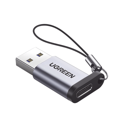 [50533] Adaptador USB 3.0 Macho a USB-C 3.1 Tipo C Hembra |Carga y Sincronización de Datos | Admite Corriente de 3A | Transferencia de hasta 5 Gbps | Amplia Compatibilidad | Chip VL160 | Caja de Aluminio | Color Gris