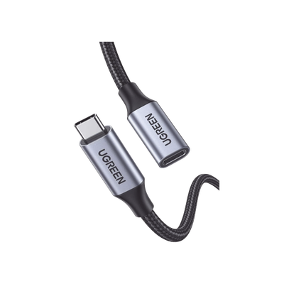 [30205] Cable USB-C Macho a USB-C Hembra | 1metro | USB-C 3.1 Gen 2 | Compatible con Thunderbolt 3 | Carcasa de Aluminio | Nylon Trenzado | Transferencia de Datos 10 Gbps | Soporta hasta 100W para Carga Rápida.