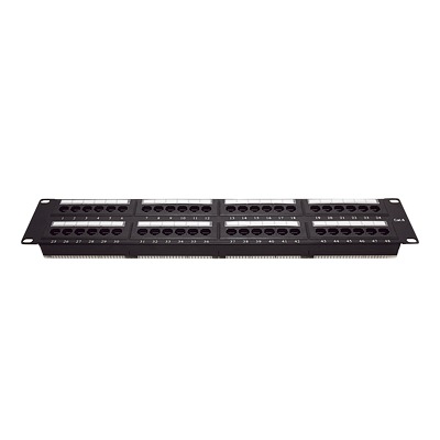 [LP-PP-608] Panel de Parcheo de Impacto (110) UTP de 48 Puertos Cat6, 19 Pulgadas (48.26 cm), 2U, con Barra para Organizar Cable