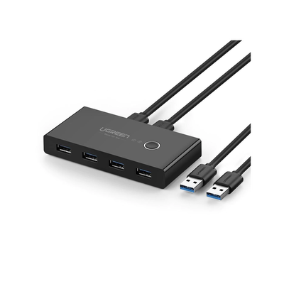 [30768] Conmutador USB para Compartir 4 Puertos USB 3.0 a 2 PC Ìs | Cambio Mediante Botón | Incluye Dos Cables USB de 1.5 m | ABS | Permite que 2 Usuarios Compartan 4 Dispositivos Periféricos USB3.0, como una impresora, un escáner, etc.
