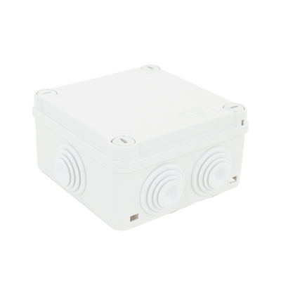 [GW-44-024] Caja Estanca de PVC Para Derivación y Conexión, 6 Entradas, Tapa con Tornillo de 1/4 de Vuelta, 100x100x50 mm (Área Interna), Uso Exterior IP55, Material que no Propaga el Fuego y Libre de Hálogenos