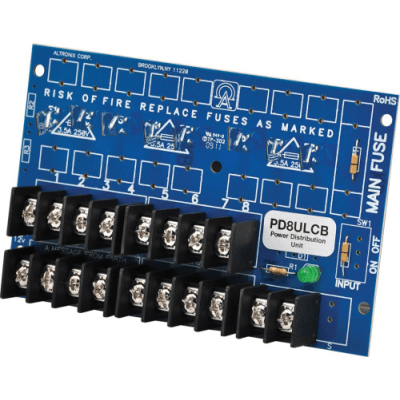 [PD8ULCB] Módulo de Distribución de Energía UL PD8ULCB / 8 Salidas Clase 2 PTC Protegidas / Entrada 12-24VDC o 24-28VAC / Auto-resetable / Montaje Incluido / Garantía de Por Vida