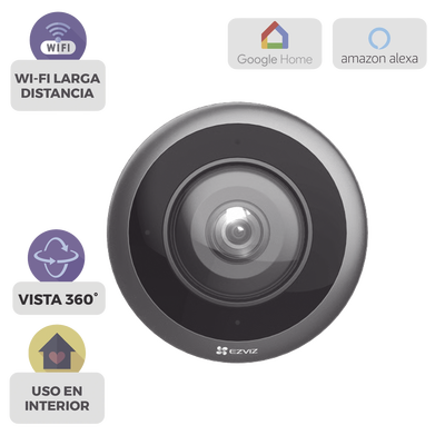 [CS-E4P] Cámara WiFi Panorámica Fisheye 360° / Resolución 3K+ / Visión Nocturna IR 10m / Detección IA Humana / Doble Banda 2.4-5GHz / Audio Bidireccional / Almacenamiento MicroSD 512GB / H.265