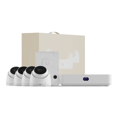 [UNVR-INSTANT-KIT] UniFi Protect UNVR Instant Kit – Solución Todo en Uno con NVR Instant, 4 Cámaras G5 Turret Ultra y Disco Duro de 1 TB para una Configuración Rápida y Sencilla