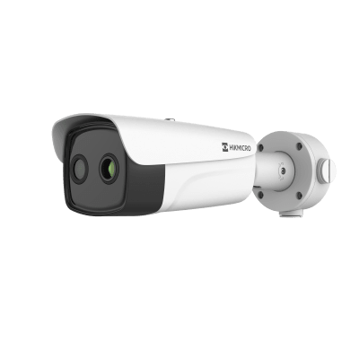 [HM-TD2638T-10/G1/T3Y] (HIKMICRO) Bala IP Bi-espectral / Térmica (384 X 288 / 9.7 mm) + Óptica (4 MP / 6.4 mm) / IA GUANLAN / Rango: -20°C a 650°C / 2°C Margen / Detección de Fuego y Humo / Alarma Visual y Audible / Dual Light / PoE / IP67 / Ant