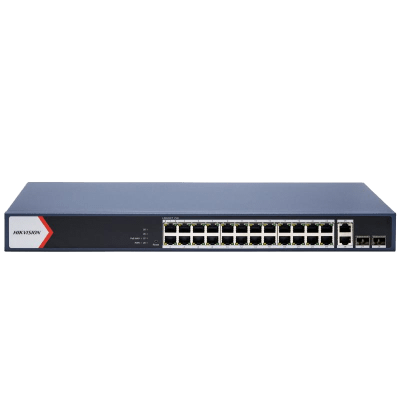 [DS-3E1528P-EI/M] Switch Gigabit PoE+ / Administrable / 24 Puertos 1000 Mbps PoE+ / 2 Puertos 1000 Mbps Uplink / 2 Puertos SFP Uplink / Configuración Nube Hik-Partner Pro / Modo Extendido hasta 300 Metros / 230 W