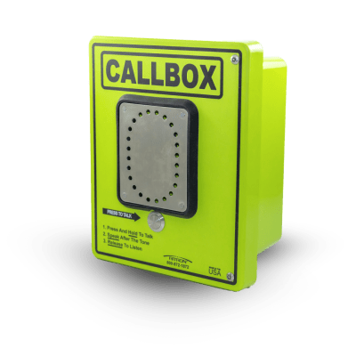 [RQX427HD] Callbox HD Series / Intercomunicador Bidireccional / 800mW-2W Potencia Transmisión / Audio Ajustable / Enclosure Fibra de Vidrio / Vandal-Resistente / IP65 / Mensajes de Voz Grabables / Control de Acceso por Relay / Sensor Input