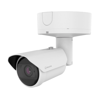 Cámara Bullet AI 8MP / Sensor 1/1.2 / Zoom Motorizado 2.25x 5.9-13.3 mm / WiseIR 60 m (196.85 ft) / Análisis Inteligente IA / IP66/IP67 / Wisenet 9 / Dual NPU / 4GB RAM