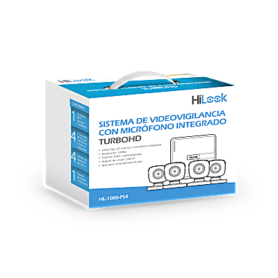 [HL-1080-PS4] (MICRÓFONO Integrado) Kit TurboHD 1080p Lite / DVR 4 canales / Audio por Coaxitron / 4 Cámaras Bala de Policarbonato con Micrófono Integrado