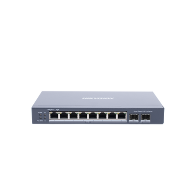 [DS-3E1510P-SI] Switch Gigabit PoE+ / Administrable / 8 Puertos Gigabit PoE+ / 2 Puertos SFP / Configuración Nube Hik-Partner Pro / Modo Extendido hasta 300 Metros / 110 W