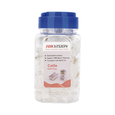 [DS-1M5EUA-30U] Bote con 100 Piezas de Plug Modular RJ45 / Cat 5e / Chapado en Oro a 30 Micras / Sin Blindaje / Fácil Instalación / Uso Interior / Soporta Norma TIA-568B / Cumple con RoHS 2.0