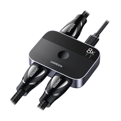 [90385] Conmutador HDMI 2.1 8K @60Hz | HDMI Splitter 2 Entradas a 1 Salida | Soporta 4K @120Hz 1080P @240Hz 3D | HDR Dolby | Alta Velocidad 48Gbps | Formatos de Audio LPCM/DTS/DSD, 2,0/2,1/5,1/7,1 canales.