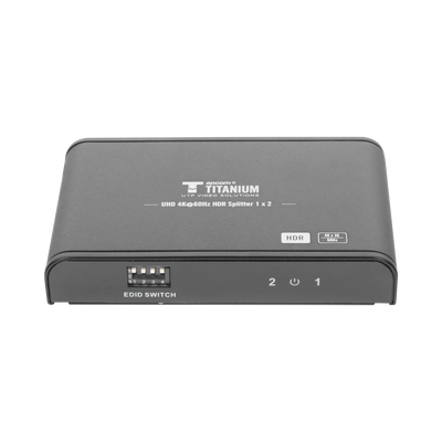 Divisor (Splitter) HDMI 4K de 1 Entrada a 2 Salidas (Simultaneas) / Soporta 4K×2K / Ajuste de resoluciones EDID / HDR / HDMI 2.0 / HDCP 2.2 / Soporta formatos de Audio Dolby Digital / Longitud del cable de entrada y salida ≤10m.