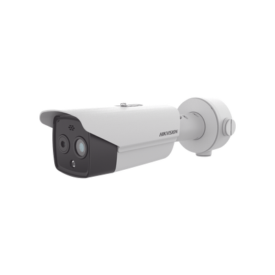 [DS-2TD2628-7/QA] Bala IP Dual / Térmica 6.9 mm (256 x 192) / Óptico 6.4 mm (4 Megapixel) / 30 mts IR / Exterior IP67 / PoE / Termométrica / Detección de Temperatura / Sirena y Luz Intermitente Integrada / Micro SD