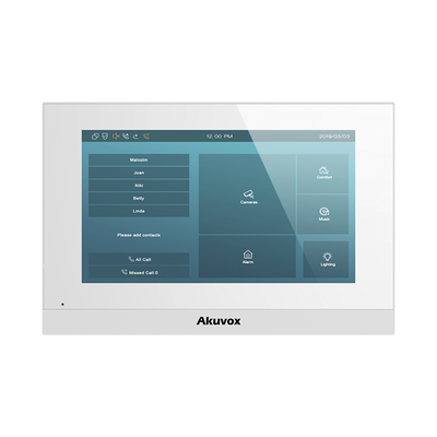 Monitor Color Blanco Linux / Pantalla Touch de 7 Pulgadas / SIP / POE / WIFI / Compatible con Frentes de Calle Akuvox
