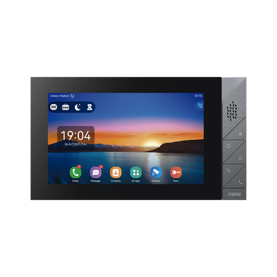 Monitor IP/SIP para interior con Android, Wi-Fi, Bluetooth, pantalla táctil de 7, audio de 2 vías, PoE, 8 interfaces de entrada de alarma.