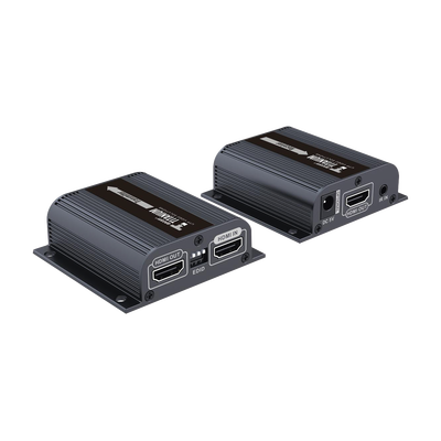 Kit Extensor HDMI para distancias de 50 metros / Soporta resoluciones 720 y 1080P @ 60 Hz / Cat 6, 6a y 7 / Salida Loop en el Tx para visualización local / Configuración EDID / Soporta control remoto del equipo fuente / Alimente solo el Tx