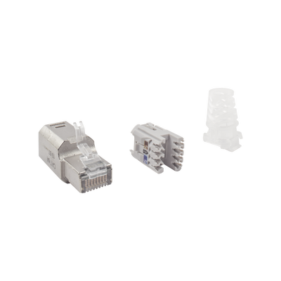 [ZP1-6AS-00S] Plug RJ45 Cat6A Blindado, Terminación en Campo, Compatible con Todas las Categorías, Sin Clip Protector de Seguro