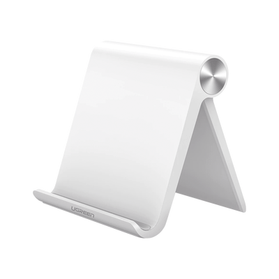 Soporte de Escritorio para Tablet / Ajustable de 0° a 100° / Goma Antiarañazos / Antideslizante / Amplia Compatibilidad con dispositivos de 4 a 13 / Plegable / ABS / Color Blanco
