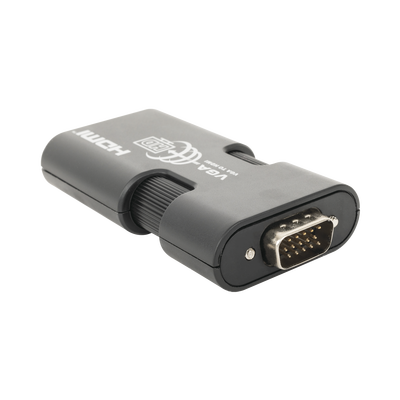 MINI Adaptador de VGA a HDMI / Resolución 1920x1080 @ 60Hz / Jack de audio de 3.5mm / Soporta alimentacion por Micro USB