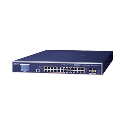 [GS-5220-24UPL4XVR] Switch Administrable Capa 3, 24 Puertos Gigabit 802.3bt, Hasta 600 W, 4 Puertos 10 G SFP+, Con Pantalla Táctil para Configuración Básica