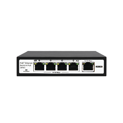 Switch PoE / 100 Metros PoE / 4 puertos 802.3af /at ( 60 W ) 10/100 Mbps + 1 puerto uplink