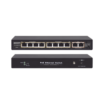 [ET-1008GP-2G] Switch PoE / 100 Metros PoE / 8 puertos 802.3af/at ( 132.5 W ) 10/100/1000Mbps + 2 puertos Uplink