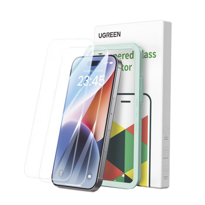 [45974] Protector de pantalla UGREEN HD con marco de instalación para iPhone 16 Pro Max (paquete de 2)