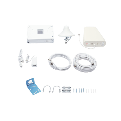 [EP20M-5B-FK] Kit Amplificador de Señal Celular 2G, 3G, 4G y 5G / Mejora llamadas convencionales y VoLTE / Amplifica señal de TELCEL, AT&T, MOVISTAR, BAIT,DiRi y más / Cubre hasta 300 m² con una antena y hasta 900 m² con 3 antenas.