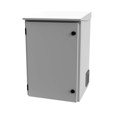 Gabinete de Exterior con Rack de 19 de 16U con Ventiladores y Termostato, Se envía el Gabinete Armado. (Montaje a poste o torre se vende por separado).