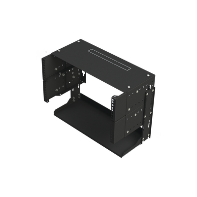 [LP-REP-1205-CH] Rack Abierto de montaje en Pared, de 19in, 5 Unidades de rack, Profundidad Ajustable (8 a 12) con Charola de Uso Múltiple.