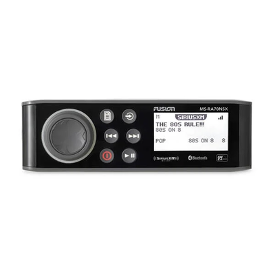 [10-01516-30] Sistema de Audio Marino MS-RA70 / Pantalla LCD Monocroma 2.6 / Tecnología Multi-Zone™️ 2 Zonas / Potencia Pico 200 W / Bluetooth® y ANT® / Compatible con SiriusXM y DAB+ / IPX7 / USB para Actualizaciones