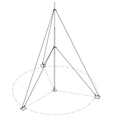 [KIT-SLM-3] Kit con Mástil Telescópico de 3 m con Accesorios de Instalación (No incluye retenida).