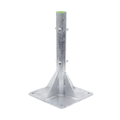 Base para Mástil Hasta 2 con Opresores, Base de 50 x 50 cm y Tubo de 80 cm Ced. 30. Galv. Inmersión.