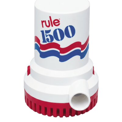 [02] Bomba de Achique Sumergible Rule 02 / 1,500 GPH / 12V CD / Motor de Alta Eficiencia / Ejes de Acero Inoxidable / Protección Térmica TCO / Certificación CE e ISO 8849