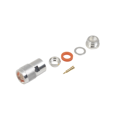[RFN-1002-1SI] Conector N Macho de Rosca para Cables 9913, RFLASH-1113, 7810A, RG8/U-SYS, CNT-400, 8214, Plata/Oro/Teflón.