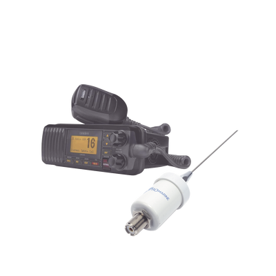 [UM-385BK/KIT1600] Kit de radio UM385BK | mas antena marina de fibra de vidrio TX-1600-SYS