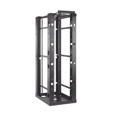 Rack Abierto Sísmico de 4 Postes Estándar de 19 in / 45U / 2.19 m (7.2 ft) de Altura / Capacidad 2,500 lb (1,134 kg) / Acero 3.4 mm / Certificación NEBS Zona 4 y OSHPD / Negro RAL 9005