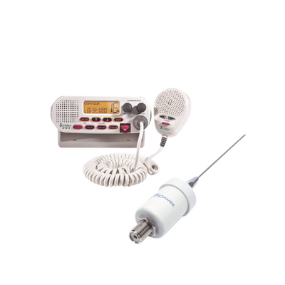 [MRF45D/KIT1600] Kit de radio MRF45D | mas antena marina TX-1600-SYS. Incluye cable de 4.5 m con conectores PL-259 instalados y montaje en L