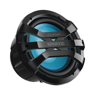 Subwoofer excelon motorsport de 10 fabricado en rejilla color negro, cuenta con iluminación Led ajustable vía RF