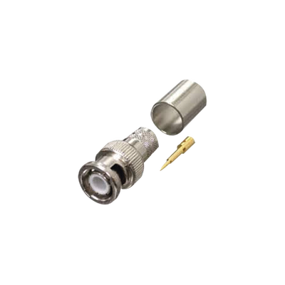[RFB-1106-I] Conector BNC Macho de Anillo Plegable para RG-8/U, LMR-400, 9913, CNT-400, Níquel/ Oro/ Teflón.